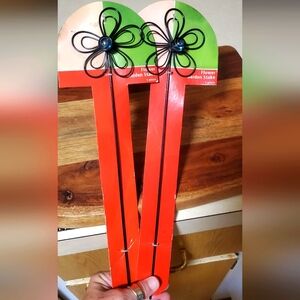 Teal Marble Flower Garden Stakes